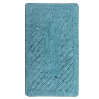 Knightsbridge Diagonal Racetrack 100% Cotton Reversible Bath Rug