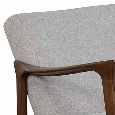 Fabric Upholstered Mid Century Wooden Lounge Chair, Gray and Brown