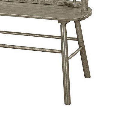 Transitional Style Curved Design Spindle Back Bench with Splayed Legs,Gray