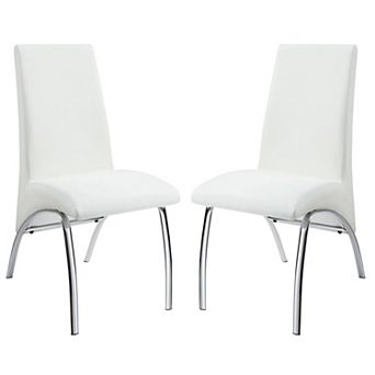 Contemporary Dining Chair, White, Set of 2
