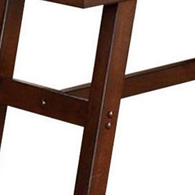 Rubber Wood Bench With Faux Leather Upholstery Large Brown