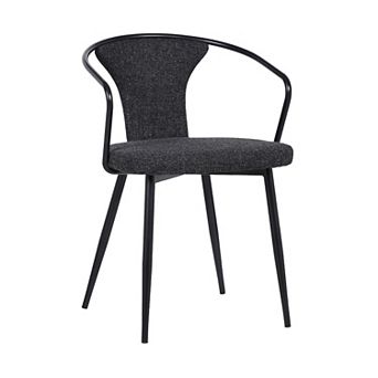 19 Inch Modern Fabric Dining Chair with Curved Back, Black