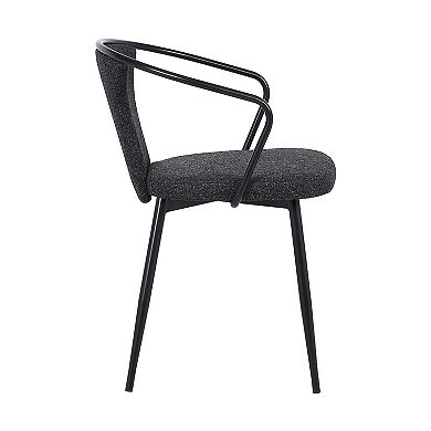 19 Inch Modern Fabric Dining Chair with Curved Back, Black