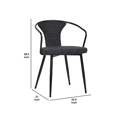 19 Inch Modern Fabric Dining Chair with Curved Back, Black