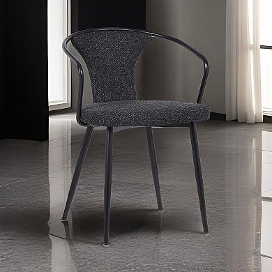 19 Inch Modern Fabric Dining Chair with Curved Back, Black