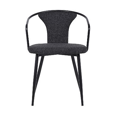 19 Inch Modern Fabric Dining Chair with Curved Back, Black