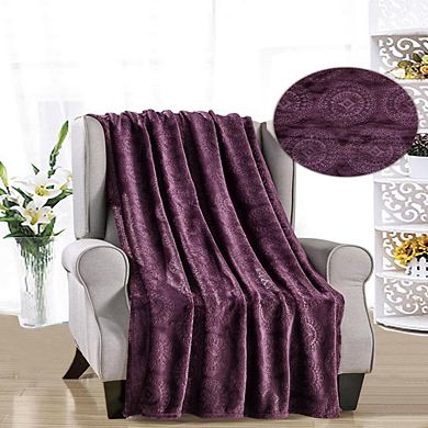 Ceasar Soft Plush Contemporary Embossed Collection All Season Throw 50"x60"