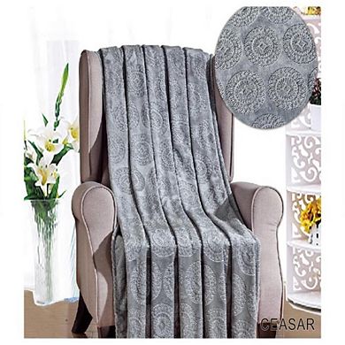 Ceasar Soft Plush Contemporary Embossed Collection All Season Throw 50"x60"