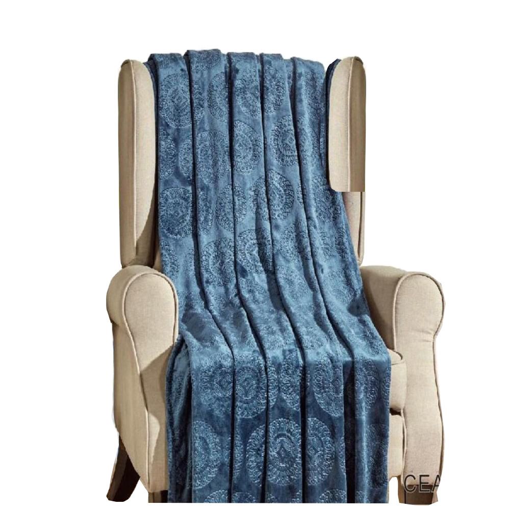 Ceasar Soft Plush Contemporary Embossed Collection All Season Throw 50x60   6298848 Oxford Blue