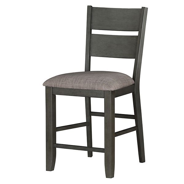 Counter Height with Chair with Ladder Backrest and Fabric Padded Seat, Gray