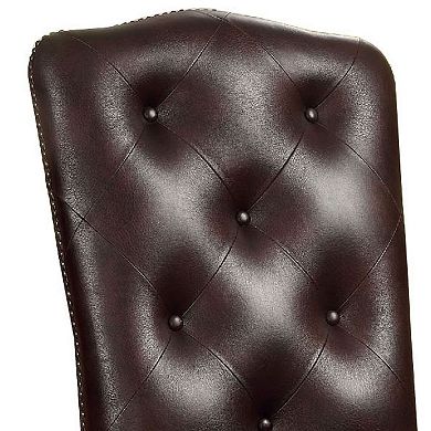 Bellagio Traditional Side Chair With Leather Upholstery, Set Of 2