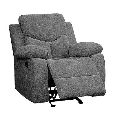 Fabric Upholstered Glider Recliner Chair with Pillow Top Armrest, Gray