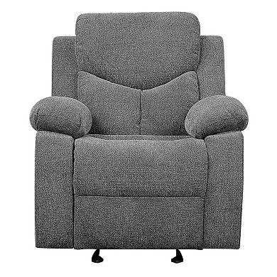 Fabric Upholstered Glider Recliner Chair with Pillow Top Armrest, Gray