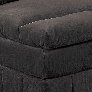 Luna 35 Inch Modular Armless Chair, 3 Layer Plush Cushion Seat, Dark Gray