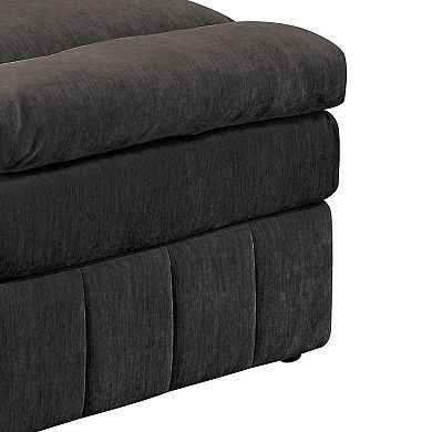 Luna 35 Inch Modular Armless Chair, 3 Layer Plush Cushion Seat, Dark Gray