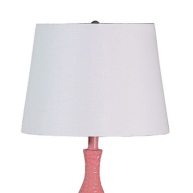 Pin Bowl Design Metal Table Lamp with Hammered Pattern, Pink