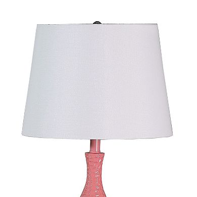 Pin Bowl Design Metal Table Lamp with Hammered Pattern, Pink