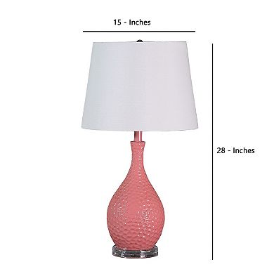 Pin Bowl Design Metal Table Lamp with Hammered Pattern, Pink