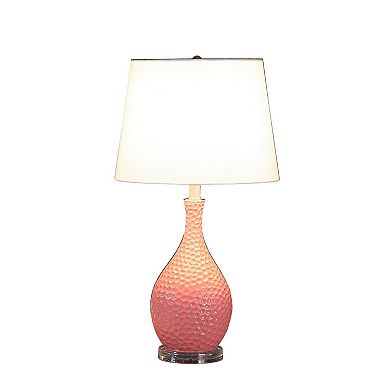 Pin Bowl Design Metal Table Lamp with Hammered Pattern, Pink