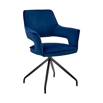 Velvet Upholstered Contemporary Accent Chair, Black and Blue