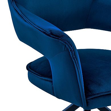 Velvet Upholstered Contemporary Accent Chair, Black and Blue