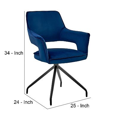 Velvet Upholstered Contemporary Accent Chair, Black and Blue