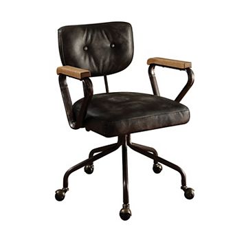 Metal & Leather Executive Office Chair, Black