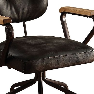 Metal & Leather Executive Office Chair, Black