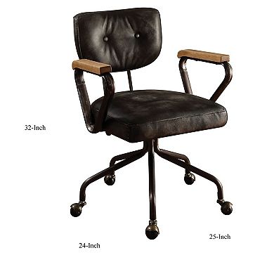 Metal & Leather Executive Office Chair, Black