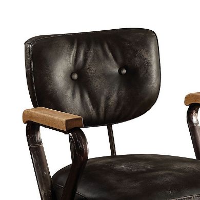 Metal & Leather Executive Office Chair, Black