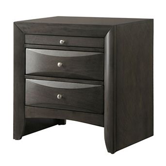 Wooden Nightstand with Bevel Drawer Front, Gray