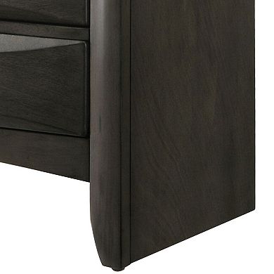 Wooden Nightstand with Bevel Drawer Front, Gray