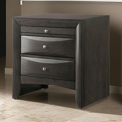 Wooden Nightstand with Bevel Drawer Front, Gray