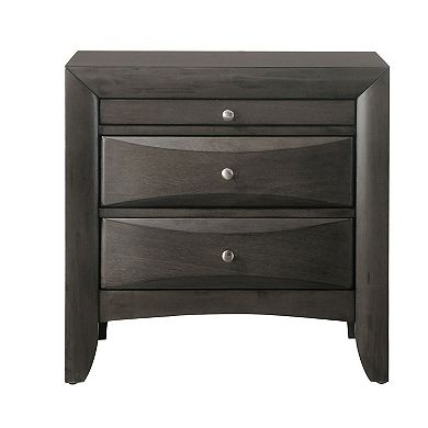 Wooden Nightstand with Bevel Drawer Front, Gray