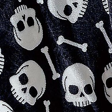 Skull Bones Sherpa Microplush Throw Blanket Decorative Halloween Spooky and Playful Design
