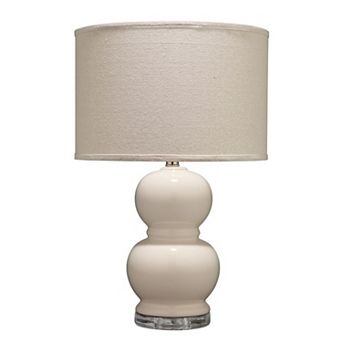 Table Lamp with Stacked Bellied Design Ceramic Base, Cream