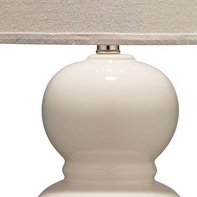 Table Lamp with Stacked Bellied Design Ceramic Base, Cream