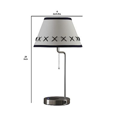 Table Lamp with Wireless Charging and USB Port, Silver