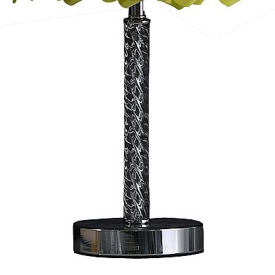 Bloom Roses Drum Shade Table Lamp with Twisted Acrylic Base, Yellow