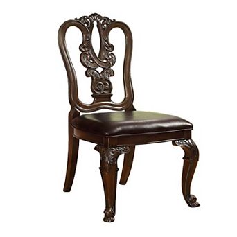 Bellagio Traditional Wooden Carving Side Chair, Set of 2