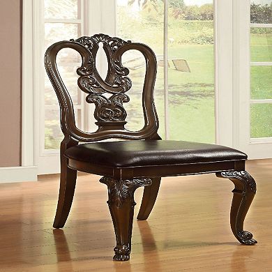Bellagio Traditional Wooden Carving Side Chair, Set of 2