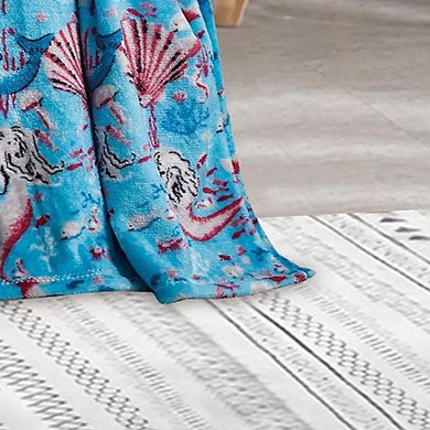 Plazatex Mermaid Microplush Decorative All Season 50" X 60" Throw Blanket