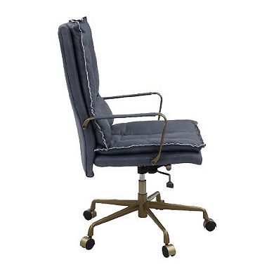 Office Chair with Leatherette Seat and Tufted Details, Gray