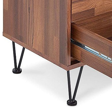 Contemporary 2 Drawers Wood Nightstand By Deoss, Brown