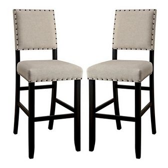 SANIA II Rustic Counter Height Chair, Antique Black Finish, Set of 2