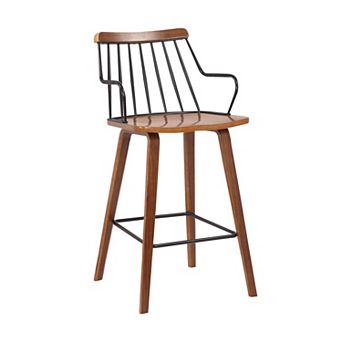 26 in Counter Height Barstool with Spindle Back, Brown and Black