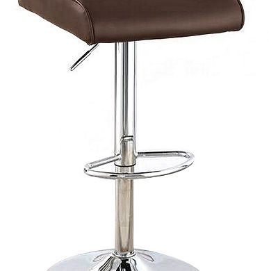 Adjustable Barstool with Rolled Button Tufted Back, Set of 2, Brown