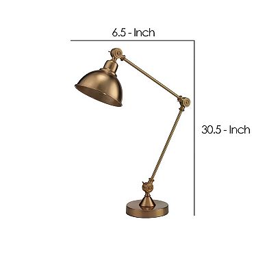 Table Lamp with Adjustable Tubular Metal Frame, Brass