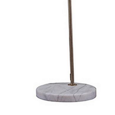 Floor Lamp with Curved Metal Frame and Drum Shade, Antique Gold