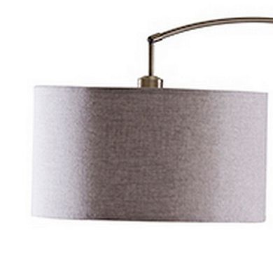 Floor Lamp with Curved Metal Frame and Drum Shade, Antique Gold